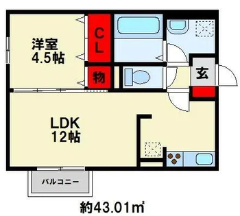 Leafull【301号室】の間取り