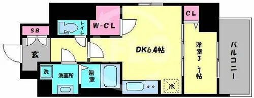 1DKの間取り画像