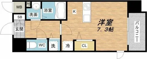 プレサンスタワー北浜【9階】の間取り