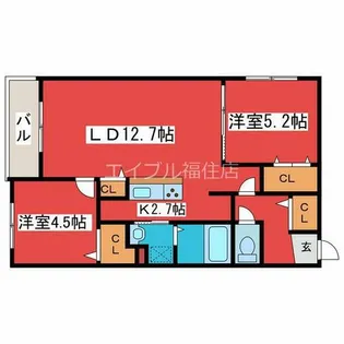 LUXEAER月寒東【5階】の間取り