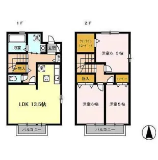 愛知県岡崎市真伝吉祥2丁目【テラスハウス】の間取り