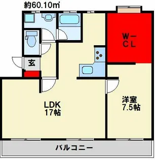 クレアーレ祇園【103号室】の間取り