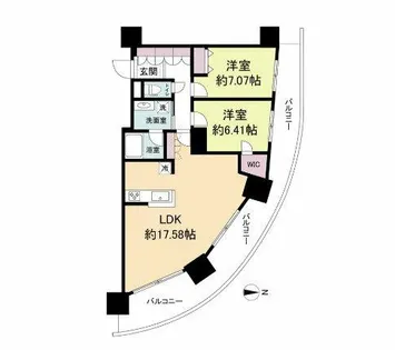 ドゥーエなんば南【13階】の間取り