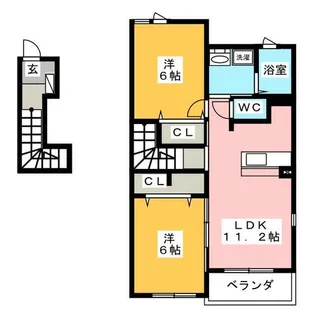 プロムナード郷中 B【2階】の間取り