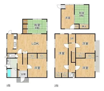 滋賀県守山市播磨田町【一戸建】の間取り