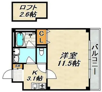 ルームズ学園北町【6階】の間取り