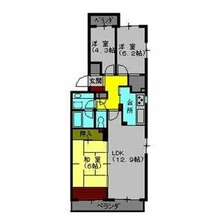 パークノヴァ亀の井【2階】の間取り
