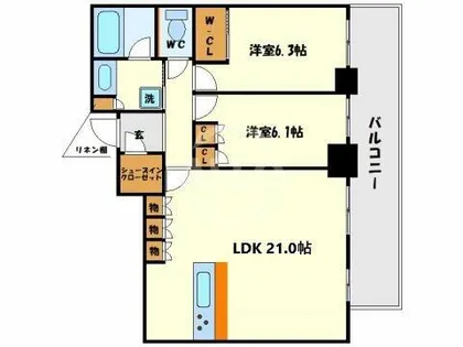 グランドメゾン新梅田タワー【24階】の間取り