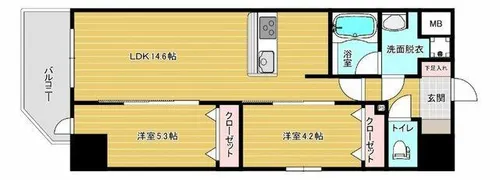 リファレンスリバービュー室見【9階】の間取り