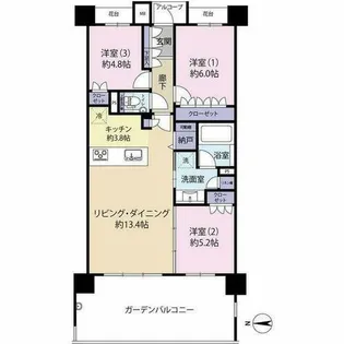 ISLANDCITY THE GARDEN V-Ⅱ(0005613)【4階】の間取り