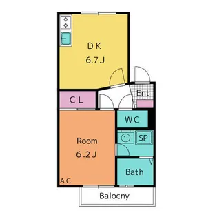 第一井田ハイツ【1階】の間取り