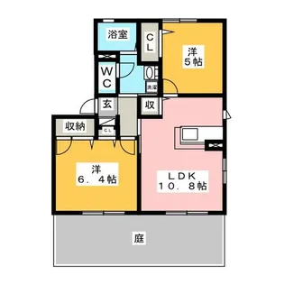 フレグランスOKINO B棟【1階】の間取り