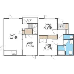 北海道札幌市白石区川下二条6丁目【テラスハウス】の間取り
