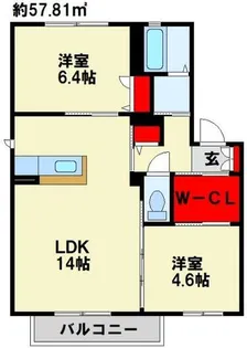 福岡県遠賀郡水巻町頃末南3丁目【アパート】の間取り