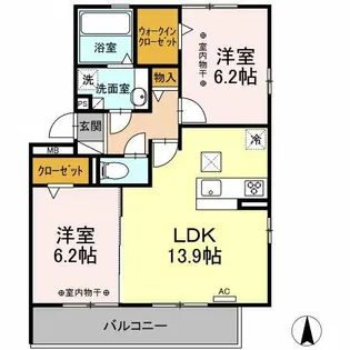 グランディール【1階】の間取り