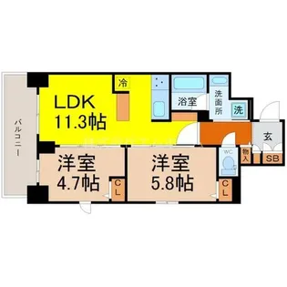 S-RESIDENCE葵Ⅱ【5階】の間取り