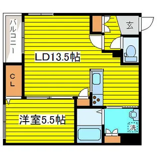 ルヌアージュ東区役所前【105号室】の間取り