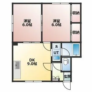 天狗ハイツ6号棟【2号室】の間取り