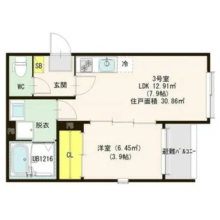 ハーモニーテラス明治Ⅳ【2階】の間取り