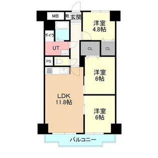 パークサイドパシフィックマンション 608号【6階】の間取り