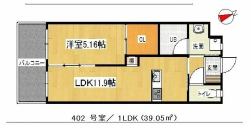 ウイングス三萩野【13階】の間取り