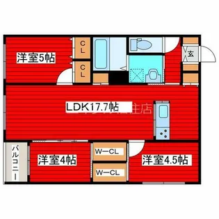 インフィニト月寒中央コート【3階】の間取り