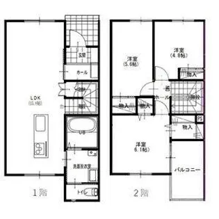 北海道札幌市北区太平九条3丁目【テラスハウス】の間取り