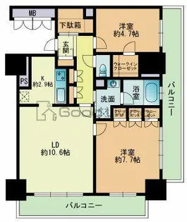 RJRプレシア吉塚駅前【14階】の間取り
