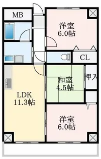 大阪府大阪狭山市東池尻2丁目【マンション】の間取り