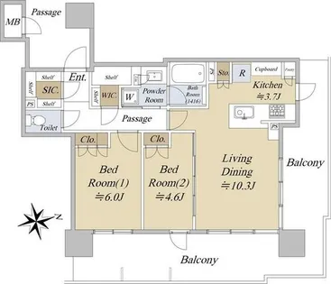 ザ・ファインタワー名古屋今池【11階】の間取り
