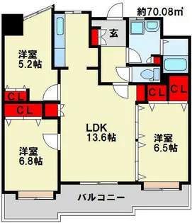 ニューサンリバー12番館【6階】の間取り