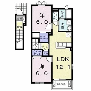 ルナ・ソレイユ A【2階】の間取り