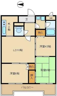 メルベーユ武庫川【6階】の間取り