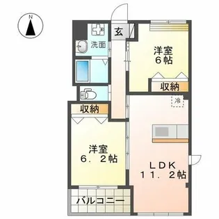 福岡県北九州市若松区小敷ひびきの2丁目【マンション】の間取り