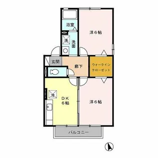 ラークハイム三蔵子A【2階】の間取り