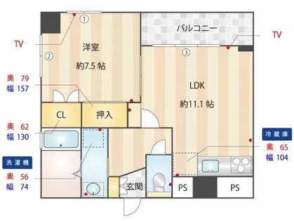 古泉ビルあすなろ六甲【5階】の間取り