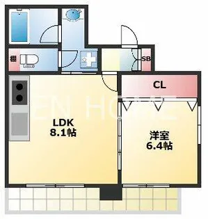 HERBE西長堀【801号室】の間取り