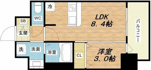 プレサンス難波マジョリティ【6階】の間取り