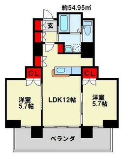 ハビテ下到津【602号室】の間取り