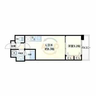 アーバネックス新町Ⅱ【3階】の間取り