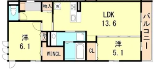 シャルム ソレイユ2番館【2階】の間取り