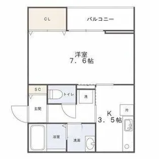 KAFU(カフー)天神【3階】の間取り