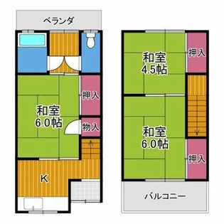 大阪府富田林市甲田1丁目【テラスハウス】の間取り