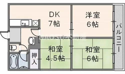 石切グリーンハイツ【1B号室】の間取り
