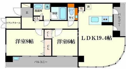 ロイヤルパークス桃坂【4階】の間取り