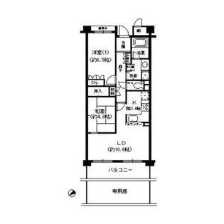 甲子園六石町ハイツ【1階】の間取り