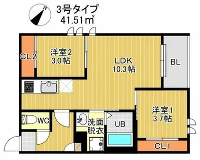 REGALEST Maple 千早【3階】の間取り