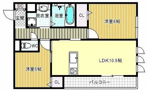 グロリアハイツはびきの【2階】の間取り