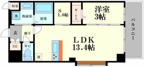 プレサンスNEO九条ディアシス【11階】の間取り