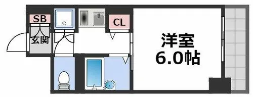 クラウンハイム夕陽丘【5階】の間取り